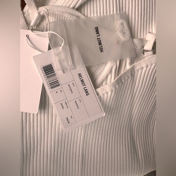 NWT $395 Helmut Lang White Eyelet Bra Ribbed Dress Size M - Picture 6 of 13